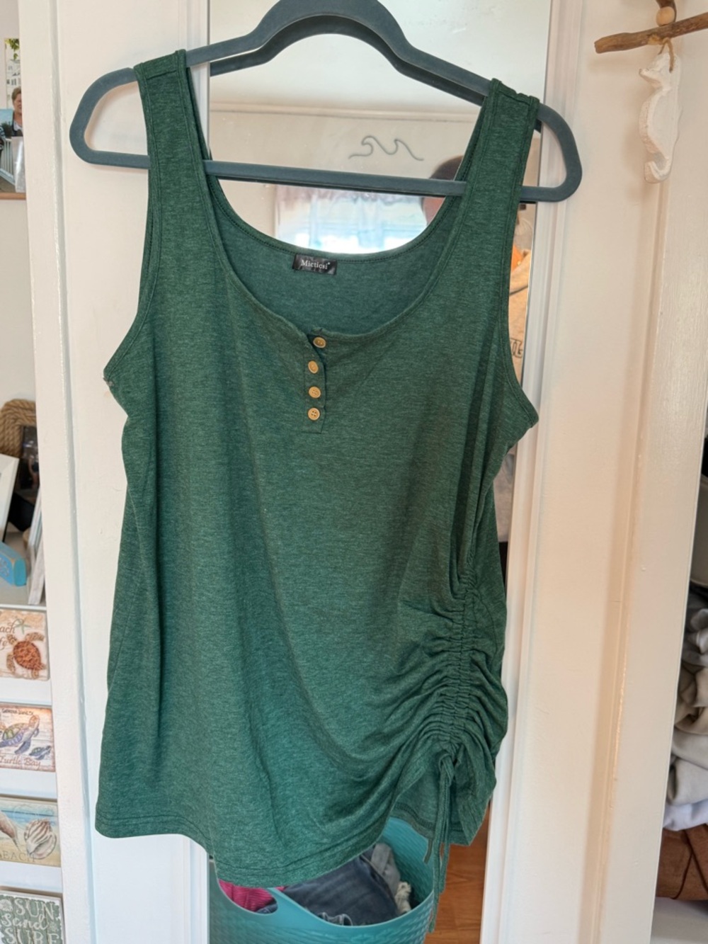 Merona Dark Green Scoop Neck Tank with Side Ruching